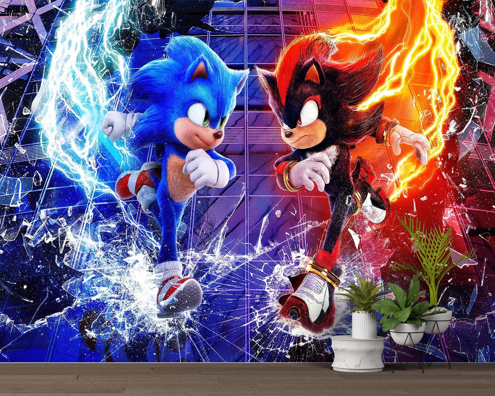 Sonic Vs Shadow Poster: Electric Clash Gamer Wall Art - Etsy