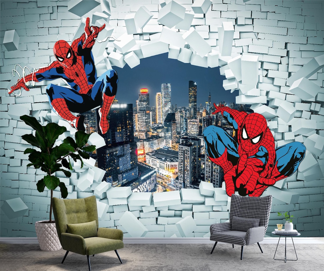 Comic Style Spider-man Wall Mural: 3D Superhero Peel & Stick Art - Etsy