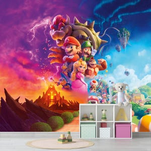 Süper Mario wallpaper Movie Poster Toad, Peach, Kids Wallpaper  Peel And Stick  Nonwoven Wallpaper