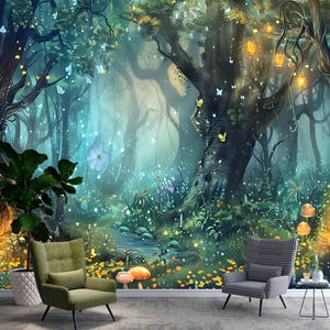 Forest Wallpaper, Forest Wall Picture,Wonderful Wallpaper, Tree Wallpaper, Peel and Stick, Self Adhesive, Non-Woven