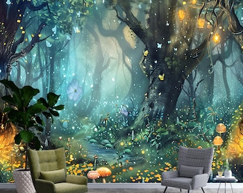 Forest Wallpaper, Forest Wall Picture,Wonderful Wallpaper, Tree Wallpaper, Peel and Stick, Self Adhesive, Non-Woven