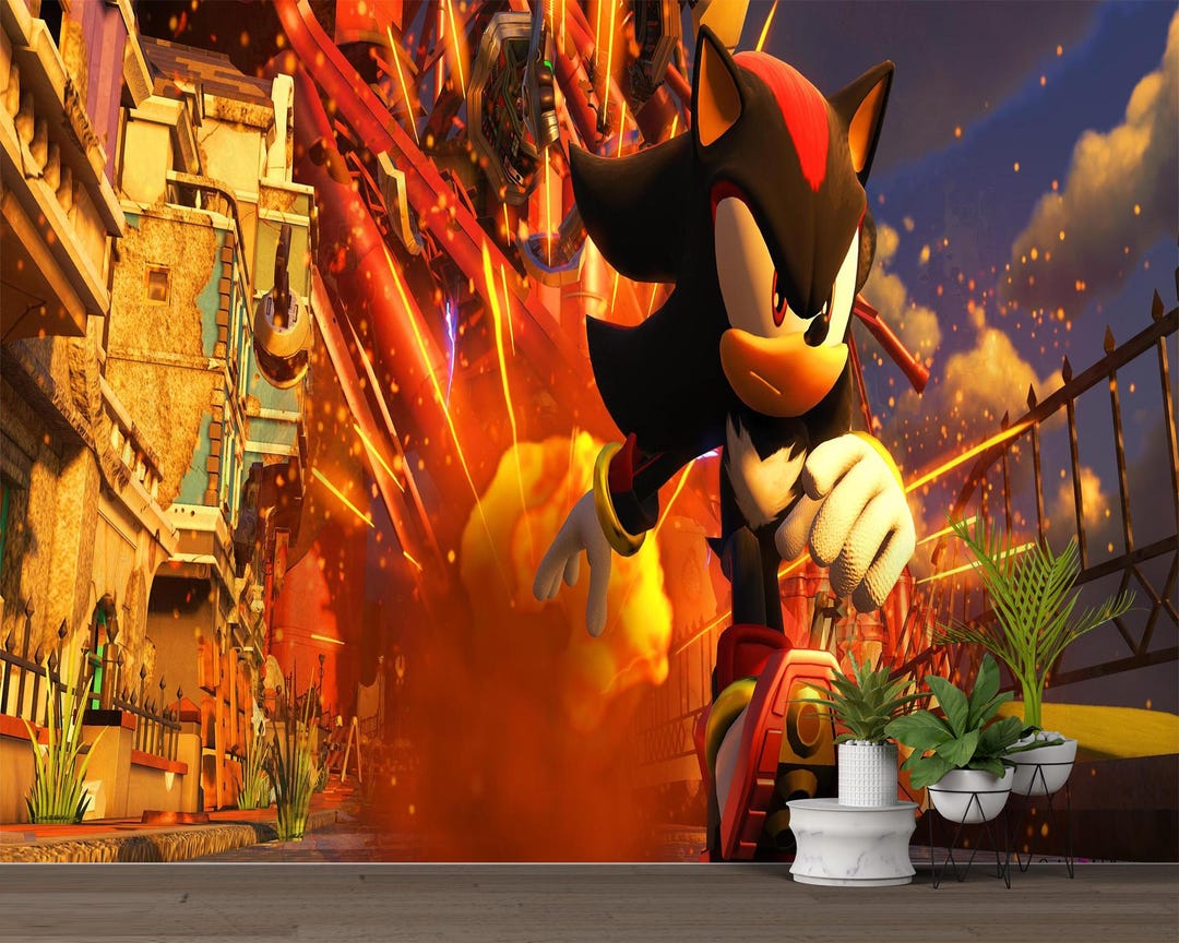 Shadow the Hedgehog Wallpaper: Gamer Room Peel and Stick Wall Art - Etsy UK