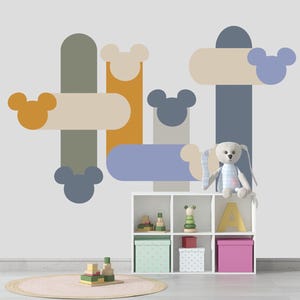 Vintage Mickey Wallpaper, Mickey Wall Art Decal Kids Room Decor Pell And Stick Non-Woven