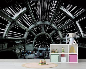 Sci-Fi ruimteschip cockpit muurkunst, hyperspace digitale print decor Pell and Stick niet-geweven