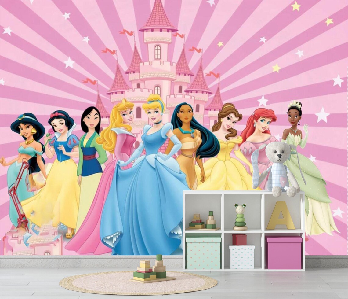 Princess Mural Wallpaper: Girls Room Non-woven Princesses Wall Decor - Etsy