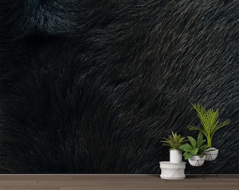 Black Fur Texture Wallpaper: Dark Animal Print, Peel and Stick