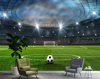 Muurschildering voetbalstadion: Peel and Stick-behang sportthema