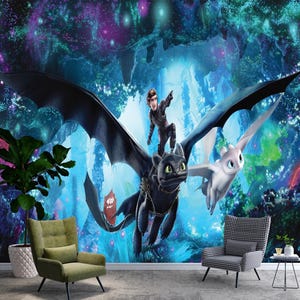 Cute Dragon Wallpaper,Kids Room Dragon Wall Mural, Dragon Wall Art, Peel and Stick, Non-Woven