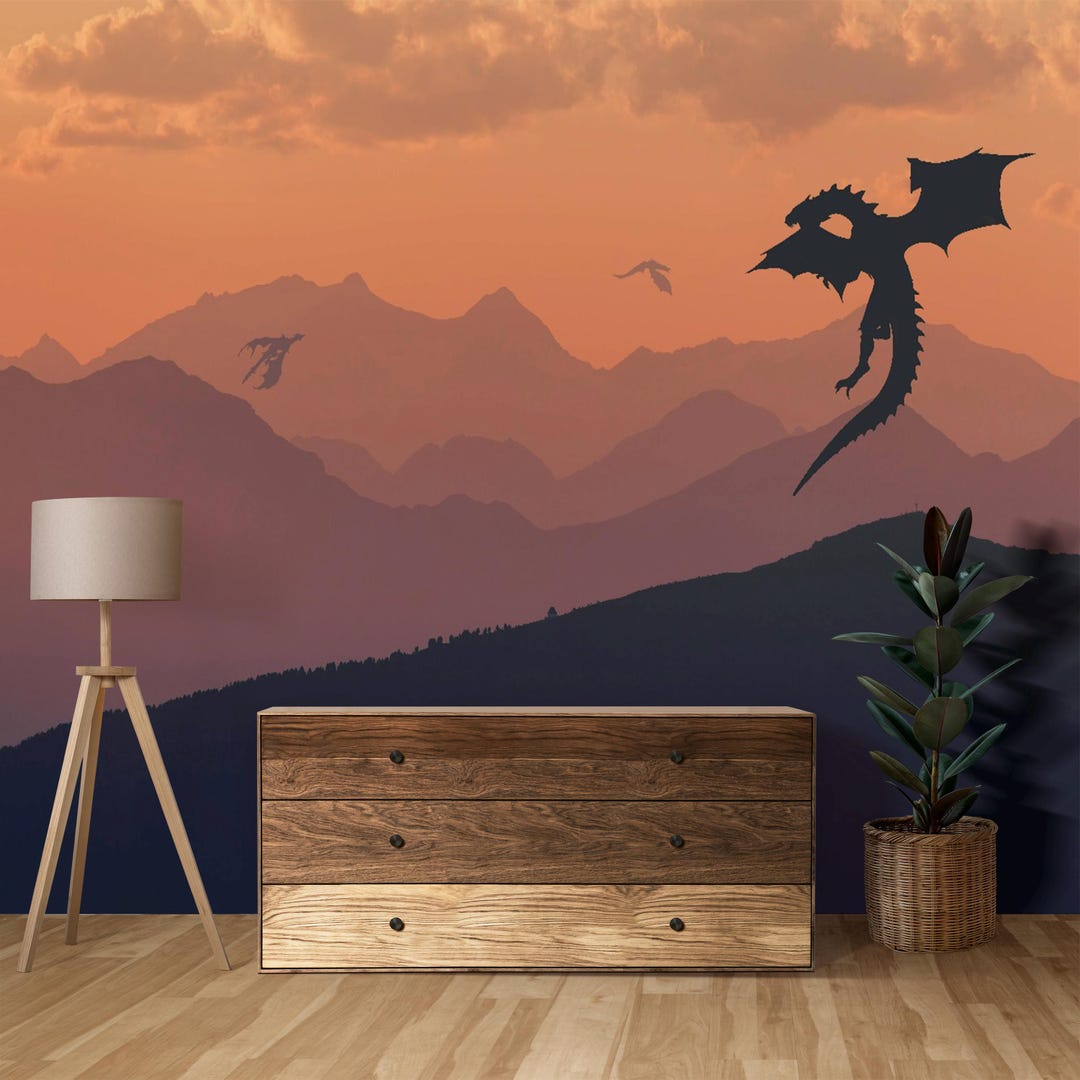 Dragon Wallpaper Peel and Stick, Mountain Wallpaper,self Adhesive, Non ...
