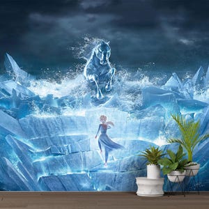 Frozen Elsa Themed Kids Room Wallpaper , Kids Wallpaper , Peel and Stick Kids Wallpaper Non-Woven