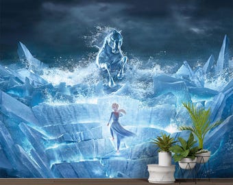 Frozen Elsa Themed Kids Room Wallpaper , Kids Wallpaper , Peel and Stick Kids Wallpaper Non-Woven
