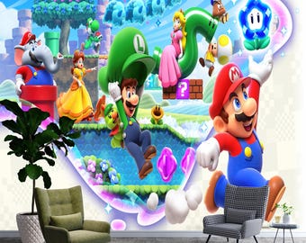 Süper Mario Wallpaper, Mario Wall Decor, Self-Adhesive, Peel And Stick, Non Woven