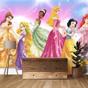 ディズニープリンセス壁画、子供部屋の壁飾り、プリンセスガールズルーム ペルアンドスティック不織布 画像 3