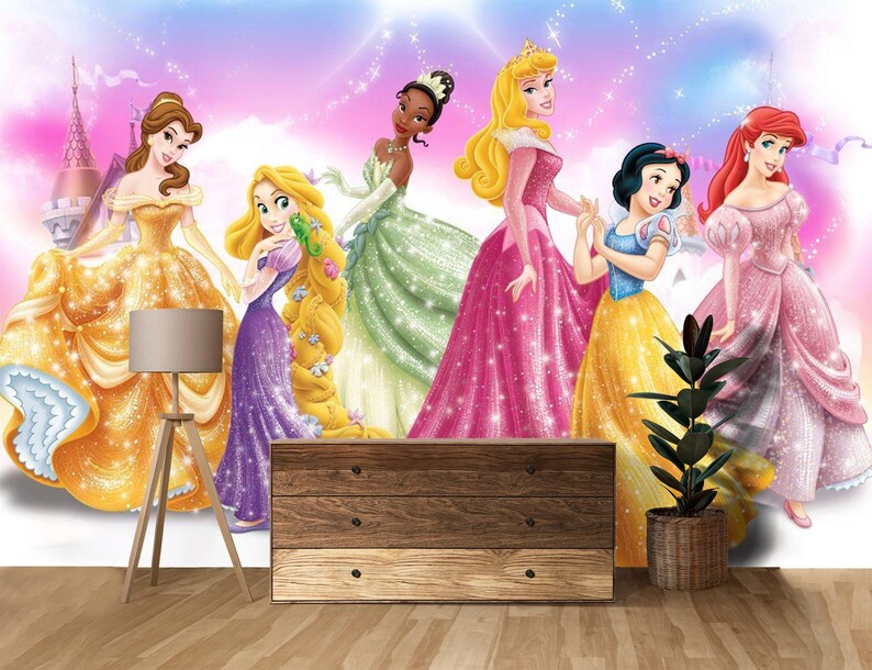 ディズニープリンセス壁画、子供部屋の壁飾り、プリンセスガールズルーム ペルアンドスティック不織布 画像 3