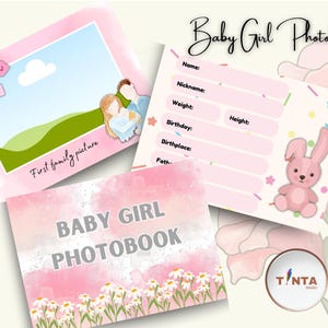 Editable template for Baby Girl Photobook Baby Milestone Baby gift Baby photo baby photo album personalized gift idea baby book memory box