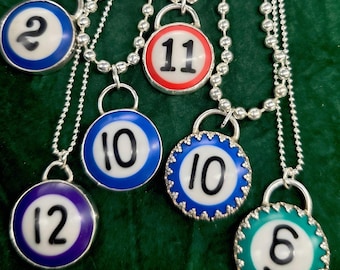 Sterling Silver billard Ball charm Necklace – Angel Number Pendant, Retro Punk Bohemian charm kitsch maximalist y2k goth unisex jewelry