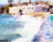 Watercolor Painting Greek SEA 8x10 Giclee Art Print Greece Ocean Scenic Painting