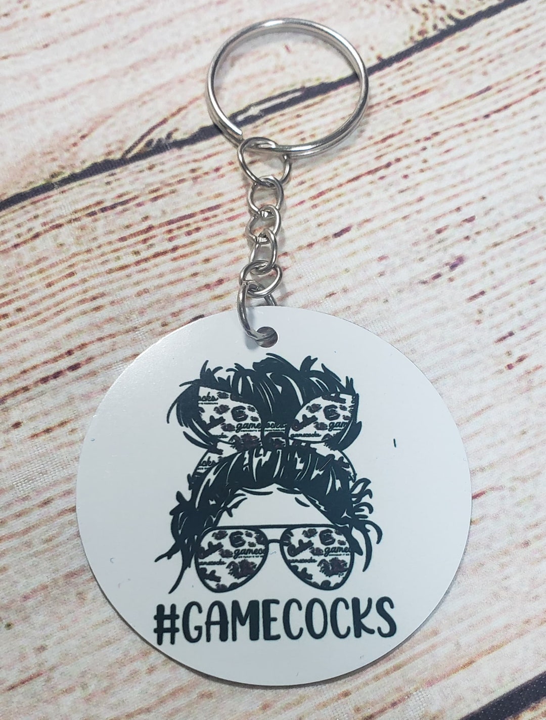 Messy Bun Gamecock Metal Keychain Etsy