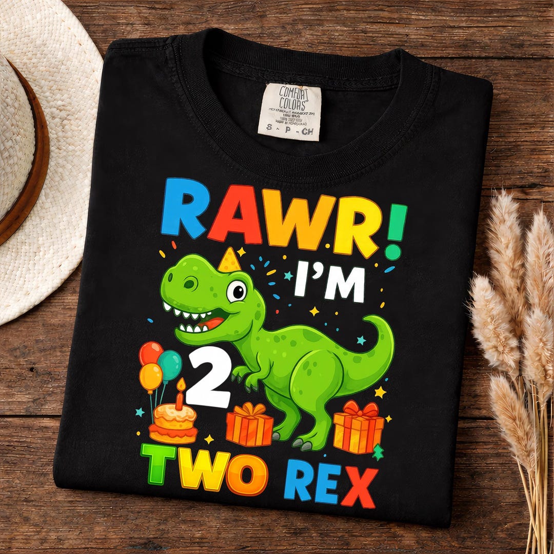 Rawr Im 2 Two Rex T-shirt Cute Dinosaur 2nd Birthday Design for ...