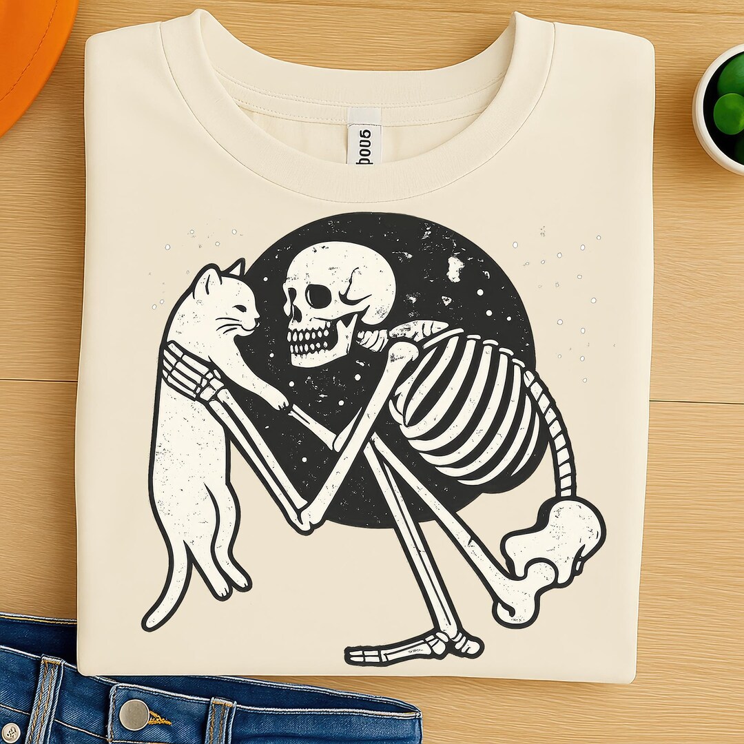 Skeleton Hugging Cat PNG Clipart for Gothic Halloween Designs– Cute ...