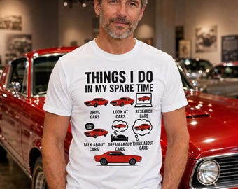 Wat ik in mijn vrije tijd doe - Autoliefhebber T-shirt - Grappig T-shirt met grafische print, perfect als verjaardagscadeau voor autoliefhebbers - Unisex T-shirt