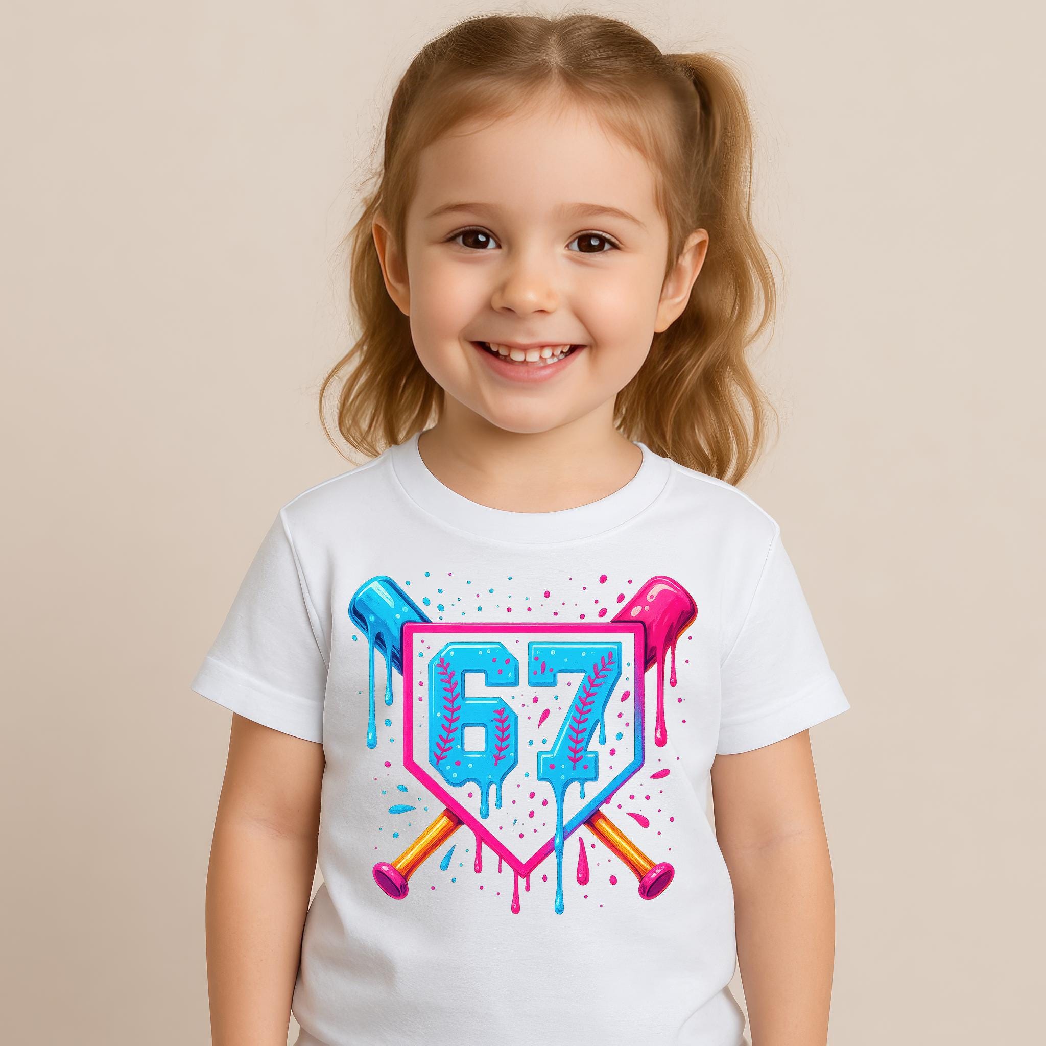 67 Baseball PNG Clipart – Neon Dripping Number With Bats and Home Plate ...