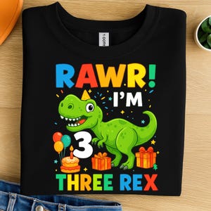 3rd Birthday Dinosaur PNG Clipart – Rawr I'm 3 Three Rex Cute Dino Design for Kids T-Shirts, Mugs, Sublimation, DTF