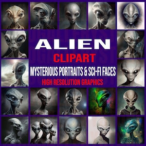 50種類以上のエイリアンクリップアート集｜キュートで不気味な宇宙生物 PNG JPG｜UFOギャラクシーアート（工芸品や昇華転写用）