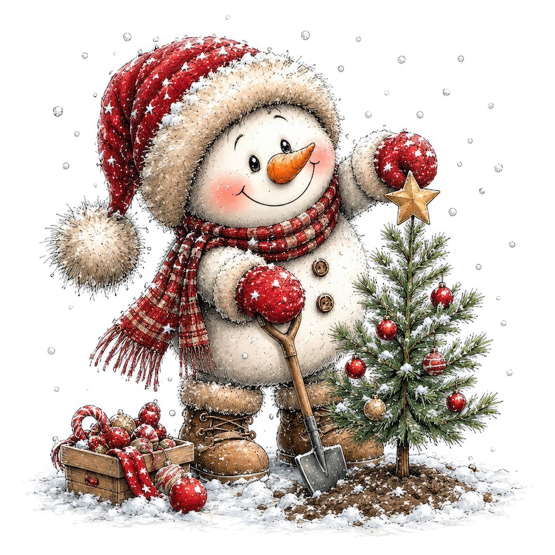 40 Christmas Snowman Clipart Bundle, Cute Watercolor Winter Holiday ...