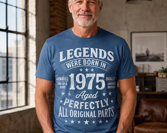 Vintage 1975 Birthday PNG Clipart – Legends Were Born in 1975 Aged Perfectly Retro Quote Design for T-Shirts and Mugs