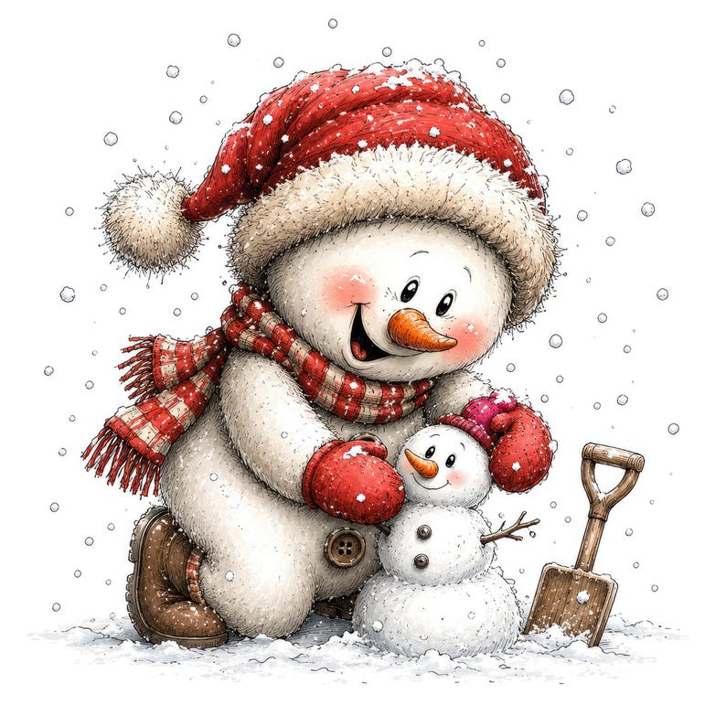 40 Christmas Snowman Clipart Bundle, Cute Watercolor Winter Holiday ...
