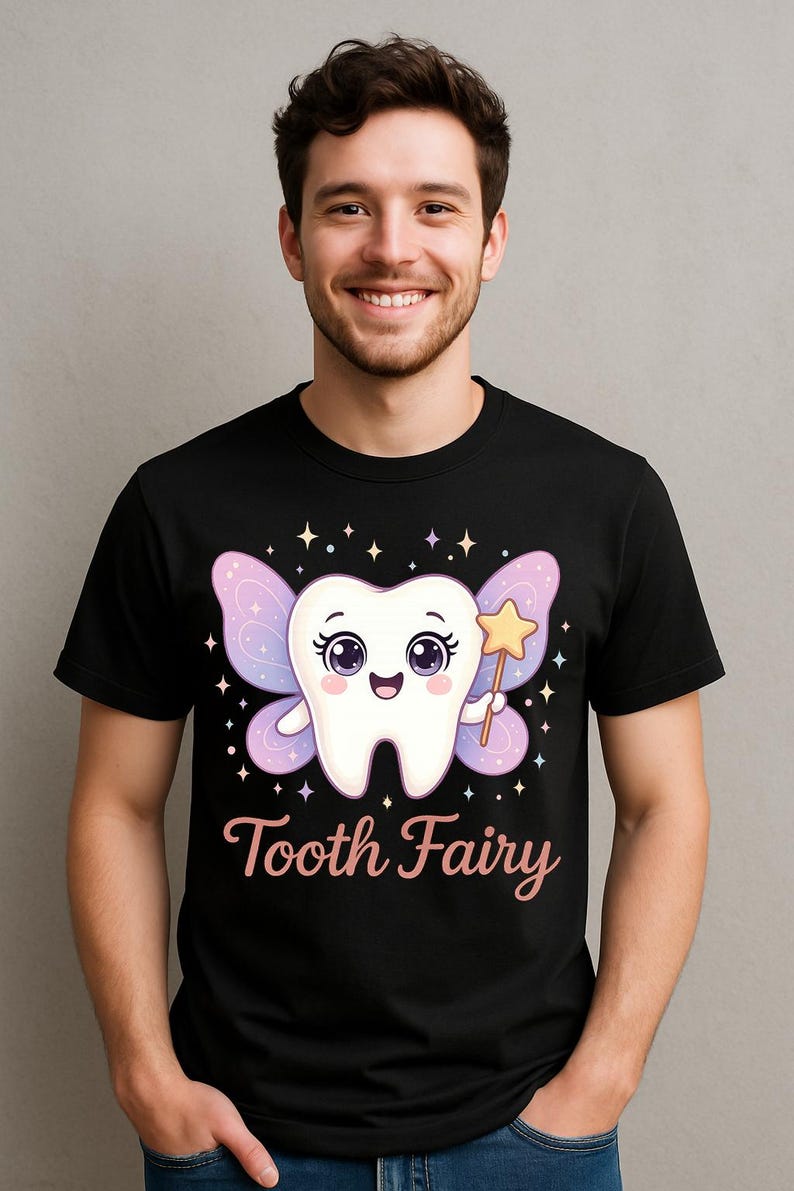Tooth In Script Cute Tooth Fairy PNG Clipart for Kids T-shirts and Mugs – Adorable ...