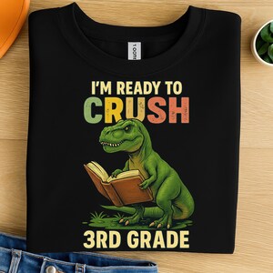 3rd Grade Dinosaur PNG Clipart: Funny Back to School T-Rex Design (Digital Download