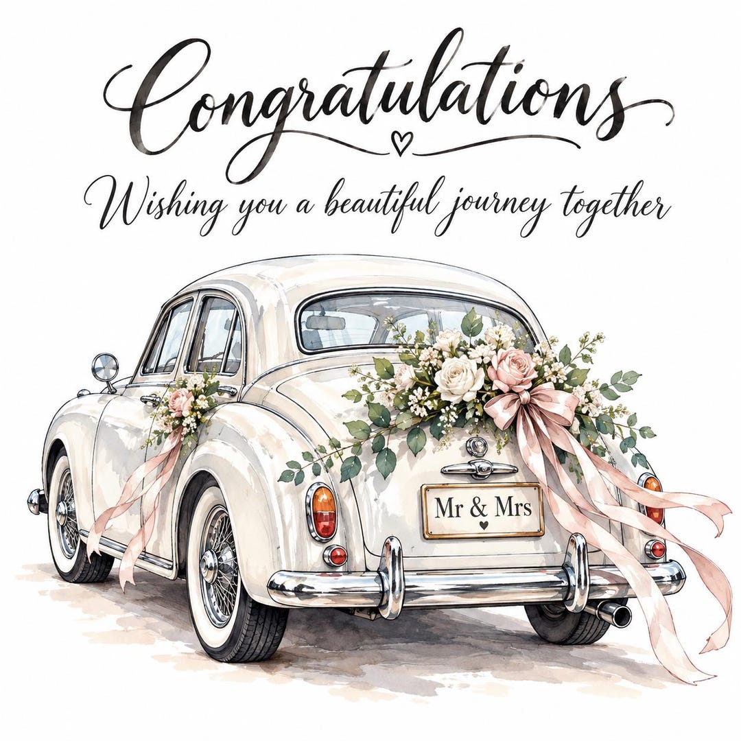 Personalized Wedding Congratulations Card, Custom Couple Names, Vintage ...