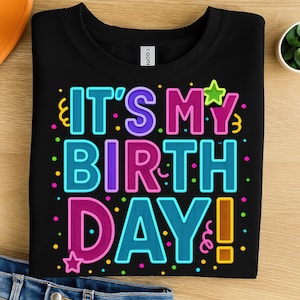 È il mio compleanno PNG Clipart - Lettere colorate con stelle e coriandoli Arte digitale per magliette di compleanno, tazze, sublimazione, DTF