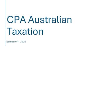 May include: CPA Australian Taxation course title with the text "Semester 1 2025" below it.