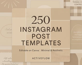 230 instagram templates posts | Brown , beige | BOHO Canva templates | minimal ig posts | aesthetic | engagement posts
