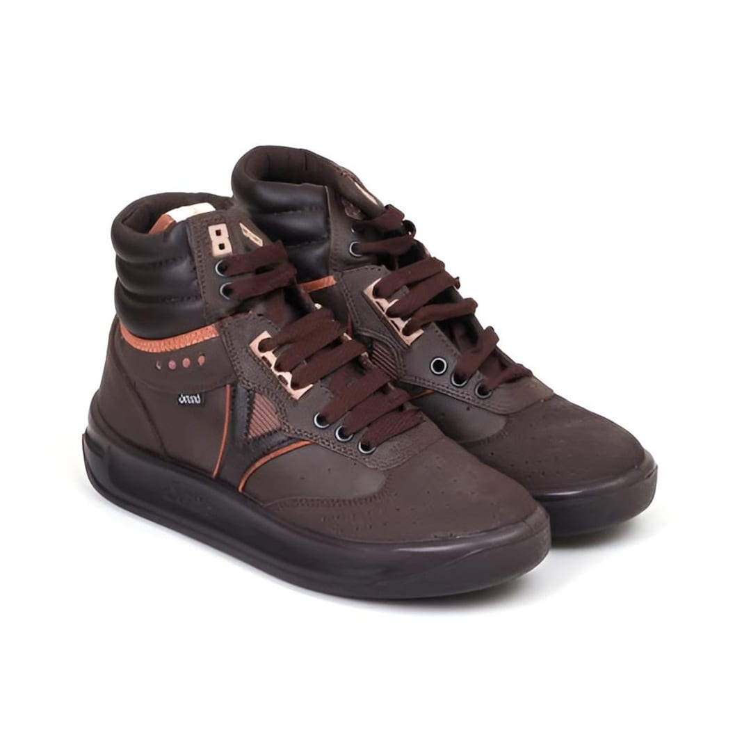 Handmade Leather High Top Sneakers – Brown Military Athletic Boots