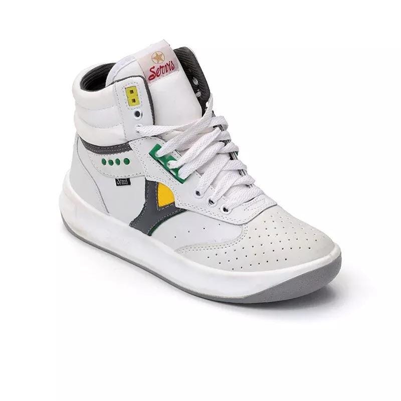 Men\'s Cheetah Athletic High-Top Sneakers in‎ White with Gray Accents ~ Size 8 Servis Cheetah High Top Sneakers – KommandoStore main image 4