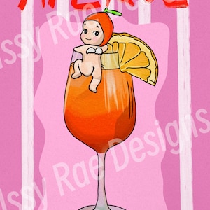 ¡Impresión de Aperol Angel en rosa! Pósteres de bebidas, pósteres de Sonny Angel, ángeles, Aperol Spritz, pósteres de cócteles, póster de bebidas