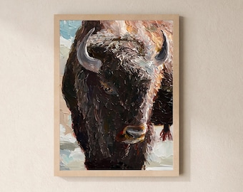 Affordable Digital Art, Wall Art, Printable Art, Landscape Art, Home Decor, Office Decor, Bison, Buffalo, Montana, Yellowstone, oil painting