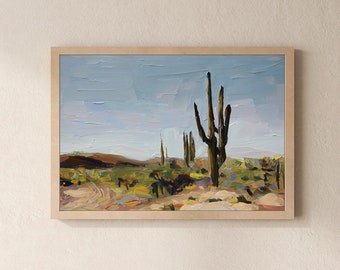 Affordable Digital Art, Wall Art, Printable Art, Landscape Art, Home Decor, Office Decor, Desert, Saguaro, Arizona, oil painting