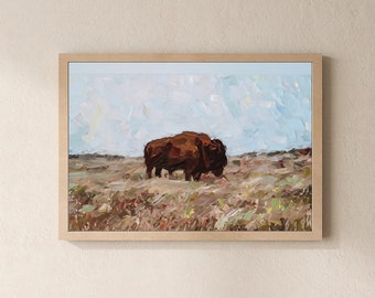 Digital Art Print of Bison in Yellowstone National Park, Printable Wall Art, Affordable Home Decor