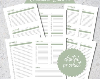 Printable Checklist Bundle, To Do List Template, Letter/A4/A5