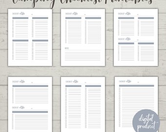 Camping Printable Checklist Bundle, To Do List Template, Letter/A4/A5