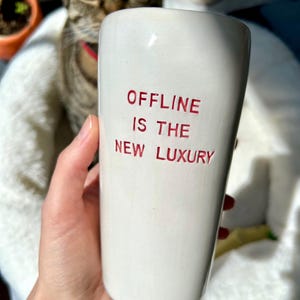 Taza de viaje de cerámica con tapa, vaso de café artesanal, taza reutilizable y ecológica para llevar al trabajo, bonito regalo de cerámica estilo cottagecore, 200 ml
