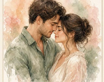 Custom Watercolor Couple Portrait from Photo | Anniversary Gift Digital Download