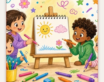 Printable Kids Pictionary Game Cards | Drawing Party Game PDF Instant Download