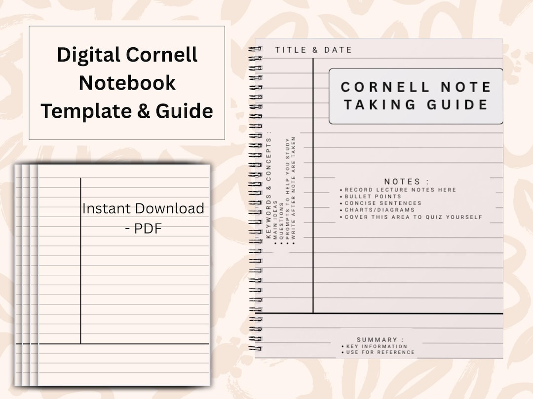 Downloadable/printable Digital Cornell Notebook With Guide - Etsy