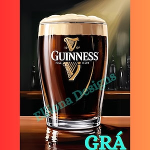 Guinness Split the G -  Guinness Pint Art Print – Irish Pub Wall Decor with &quot;Grá&quot; (Love)